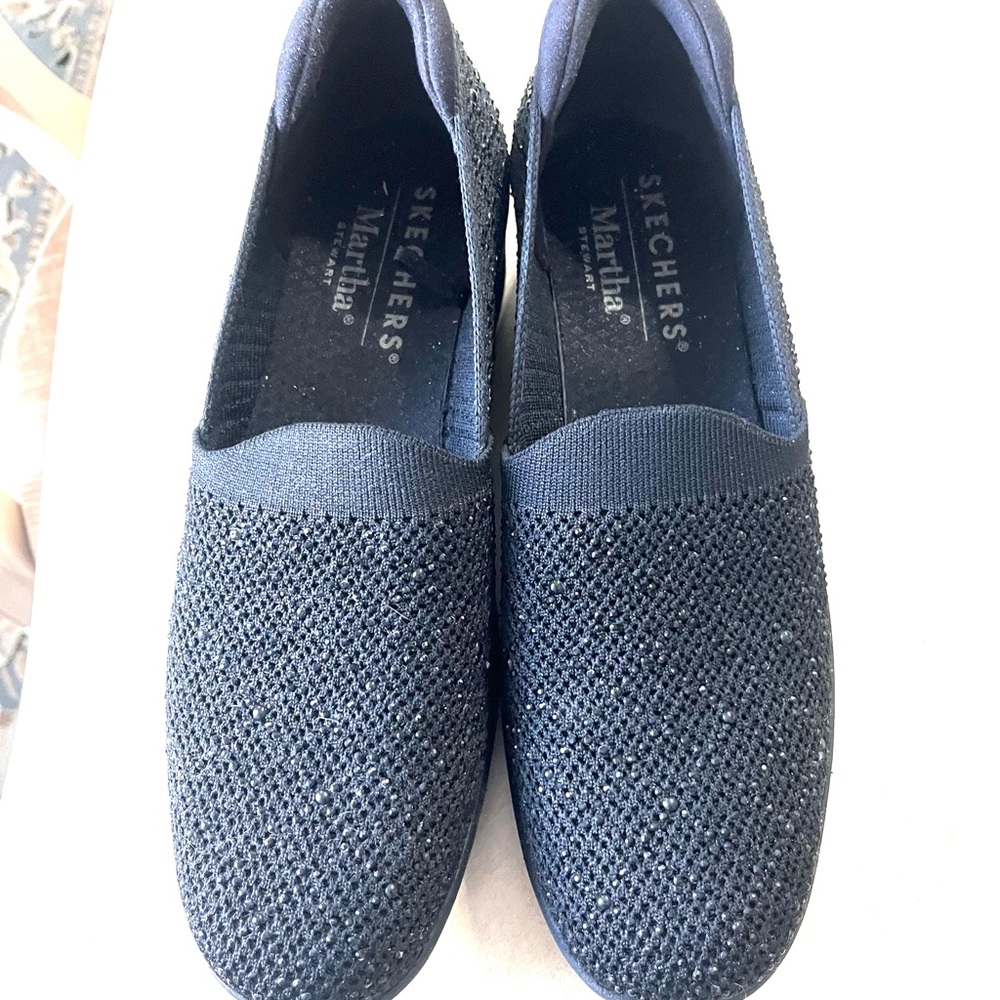 Skechers Women's Glittery Black Slip  Ons. Martha Stewart